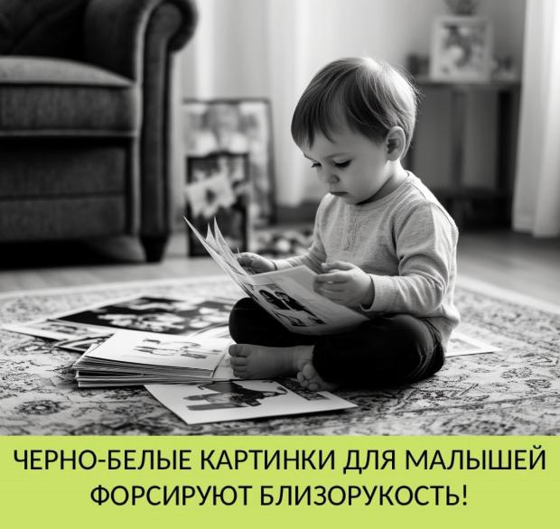 Черно-белые картинки форсируют близорукость